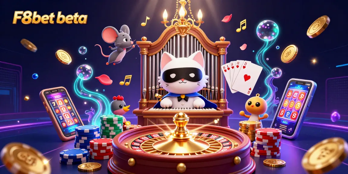 Experience thrilling gameplay with the stunning F8bet beta in this vibrant casino illustration.