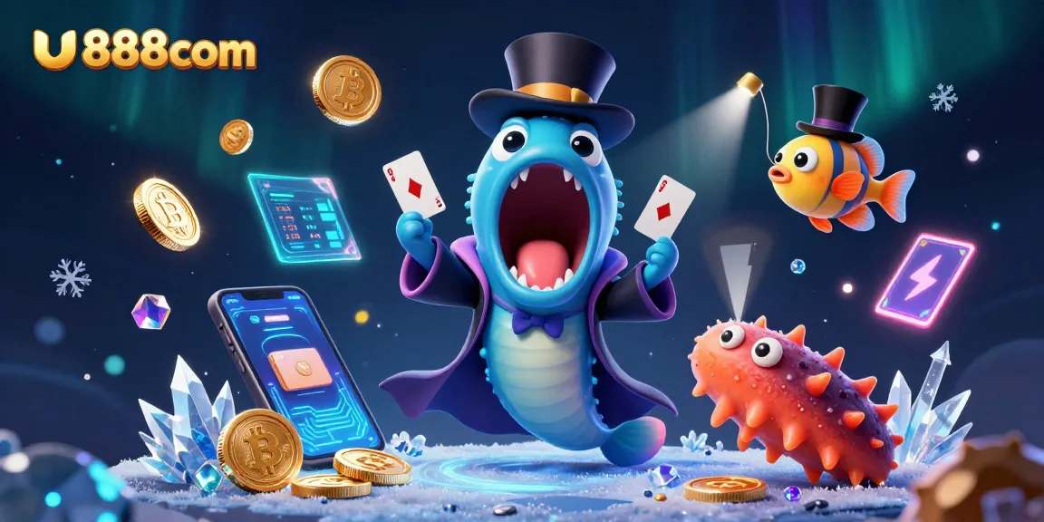 Engage with thrilling magic acts featuring u888com in this vibrant casino-inspired underwater scene.