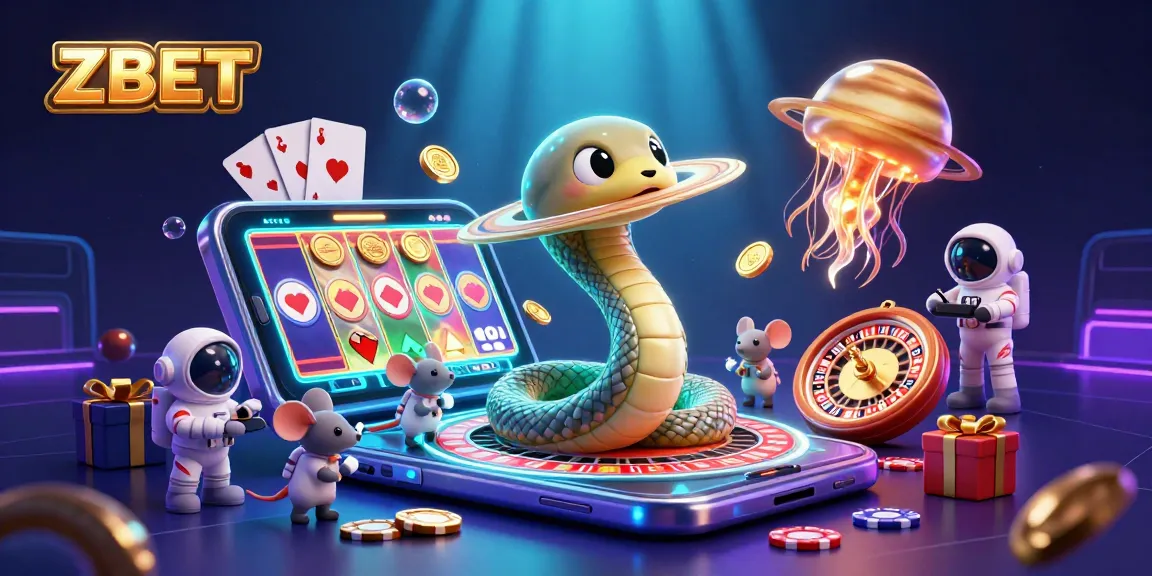ZBET engages players in a vibrant cosmic casino scene with uniquely themed gambling elements.