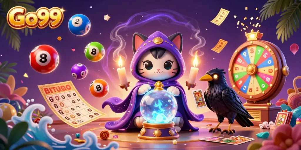 Spin, win, and celebrate with Go99 in this vibrant 3D casino scene highlighting thrilling game elements!