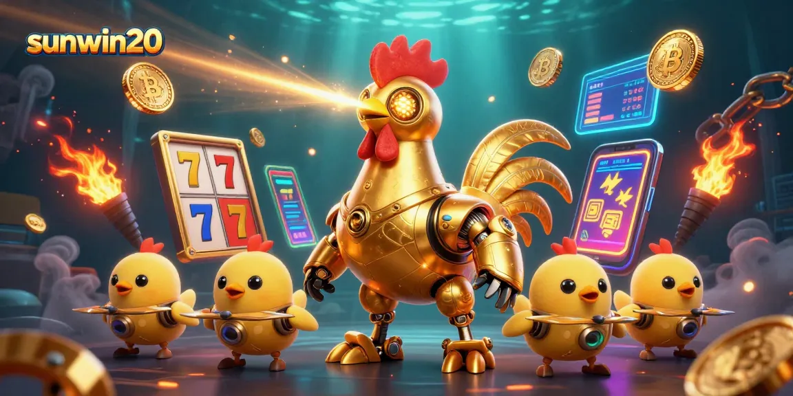 Experience thrilling gameplay at sunwin20 with a vibrant 3D illustration showcasing golden casino elements.