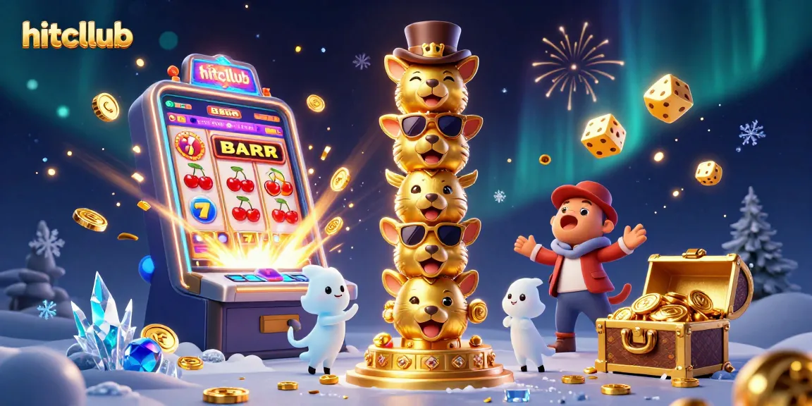 Experience thrilling jackpots with hitcllub's vibrant casino games portrayed in an engaging 3D scene.