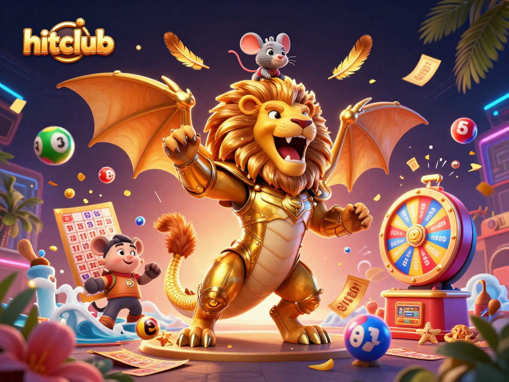 Hitclub offers thrilling gameplay with a dynamic casino scene and vibrant lottery elements.