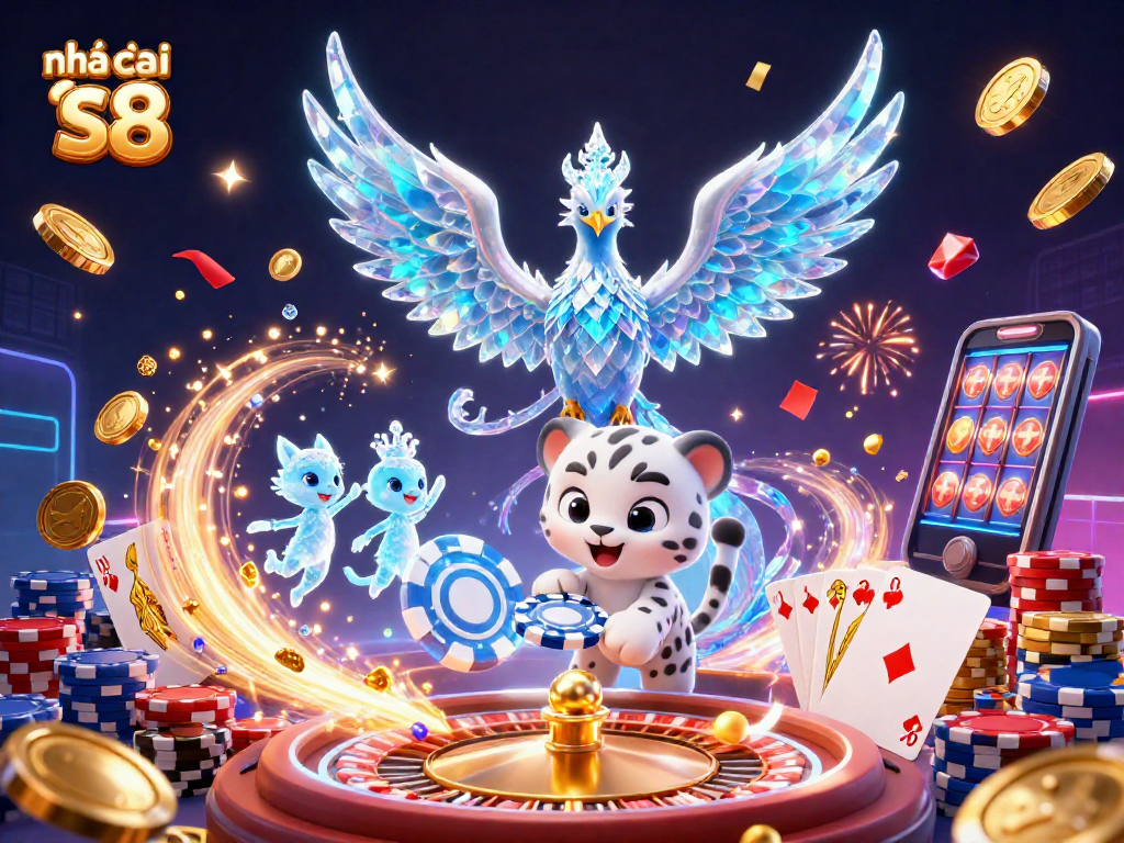 Engage with nhà cái s8 through an immersive illustrated casino adventure featuring vibrant characters.