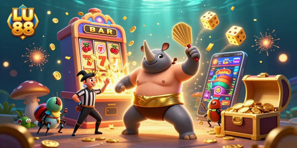 Experience LU 88 with thrilling gaming action as golden coins fly during dynamic gameplay.