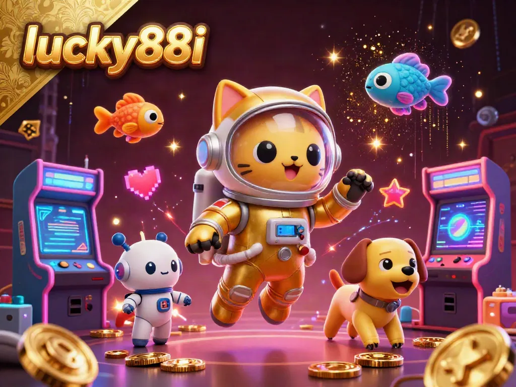 Engage in thrilling gaming at lucky88i with dynamic 3D illustration showcasing vibrant casino action.