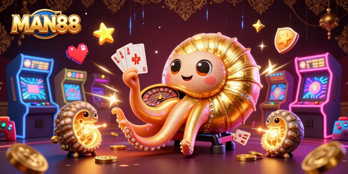 Engage with MAN88's immersive gaming atmosphere featuring lively 3D casino elements.