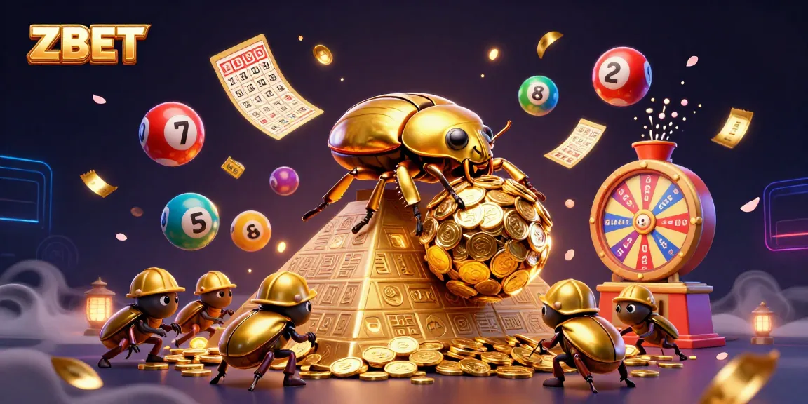 ZBET enhances the gaming experience with vibrant visuals of dynamic lottery elements and engaging casino symbols.
