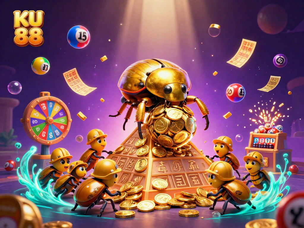 Engage with the thrilling experiences at KU 88, where golden beetles navigate a vibrant casino world filled with dynamic prizes.