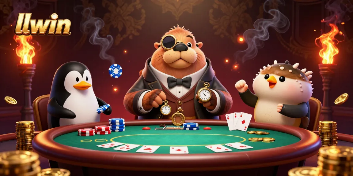 Join the jolly walrus at the poker table in llwin's vibrant underwater casino scene.