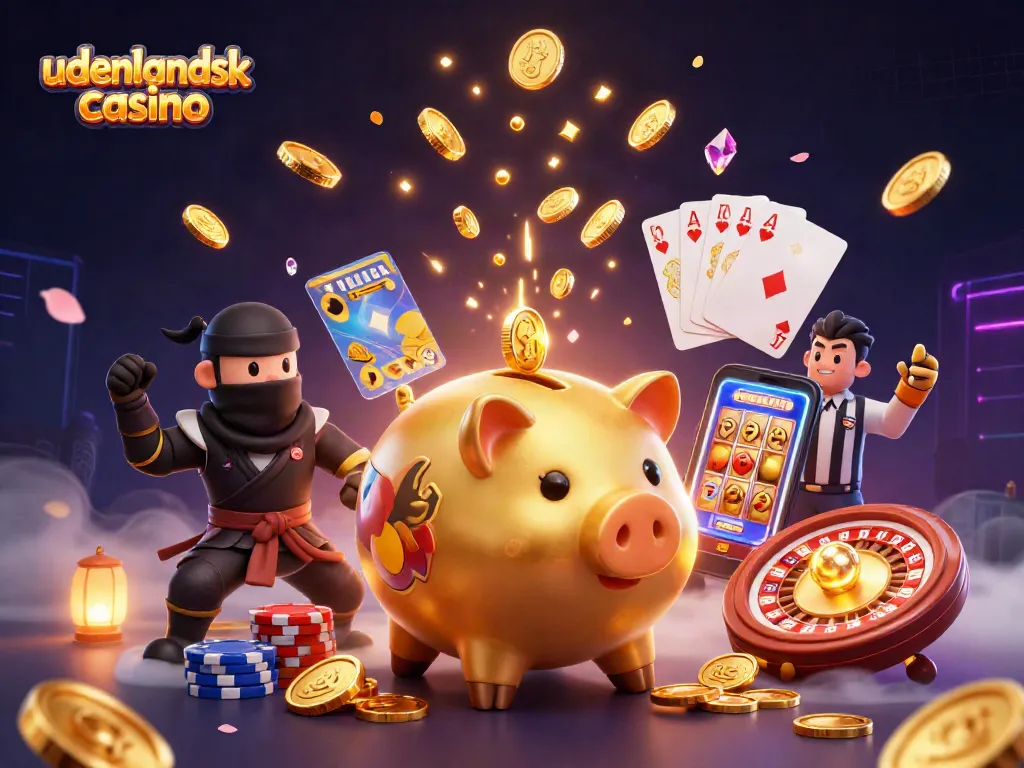 Experience the thrill of udenlandsk casino as a giant piggy bank sumo wrestles for riches, surrounded by gold and gems!