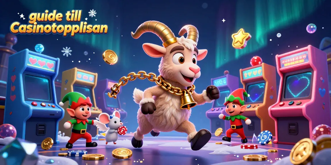 Guide till casinotopplistan visar en dynamisk illustration av casinovärlden med karaktärer.