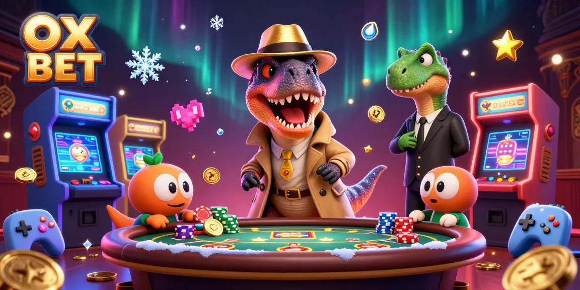 Experience the thrill of OX BET from a 3D cartoon world where velociraptors gamble at a blackjack table.