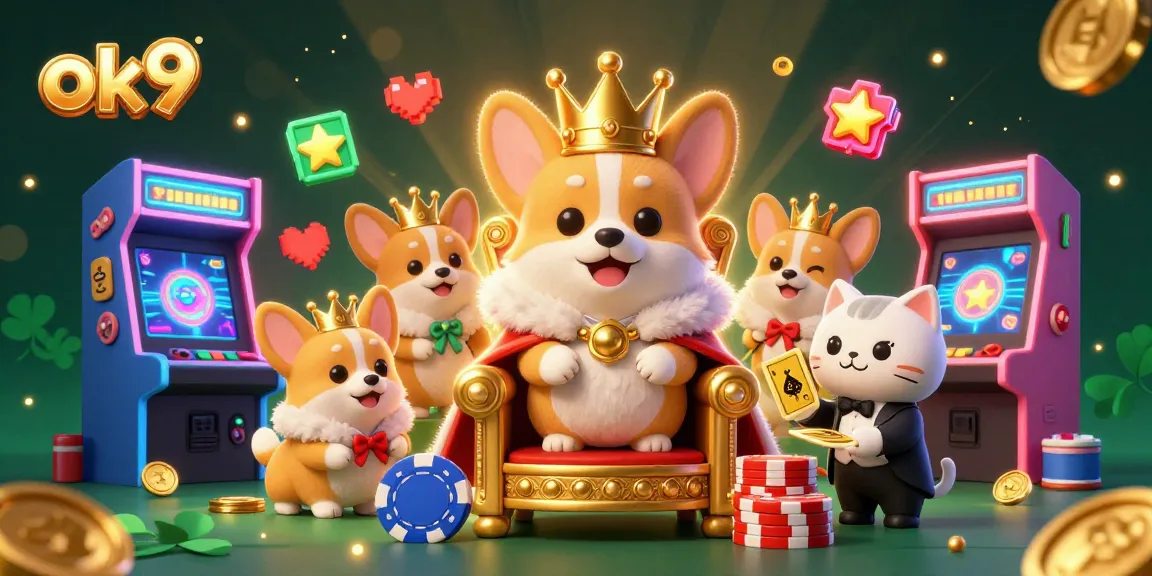 Engage in thrilling gaming adventures at ok9 with vibrant casino characters and arcade elements.