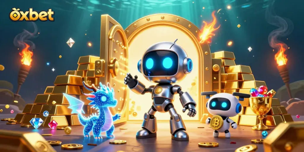Experience thrilling gaming opportunities at OXBET with vibrant elements and engaging characters.