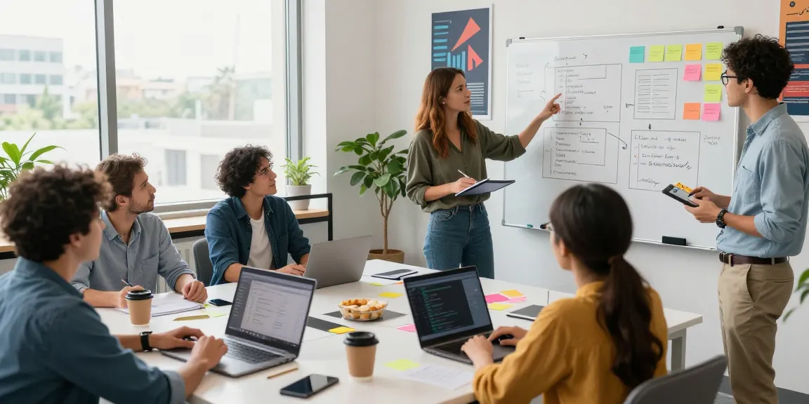 Download WPS Office in a vibrant office environment with a diverse team collaborating on software development.