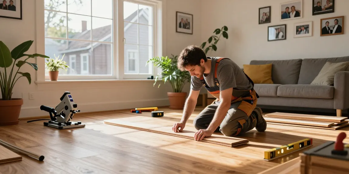 Local carpenter laying hardwood flooring in Bergen, Bygg Norge services