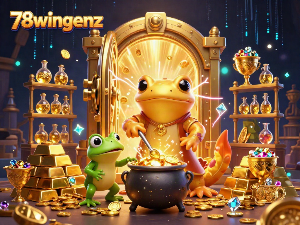 Win big with 78wingenz while celebrating in a magical casino realm filled with dazzling gold and treasures.