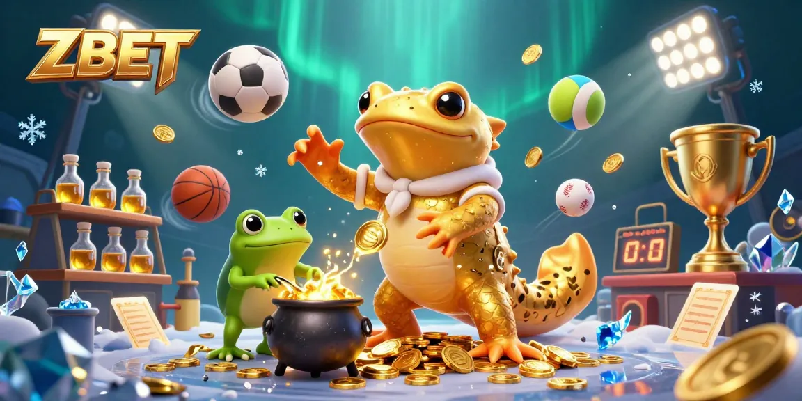 ZBET sports betting illustrated with a giant golden salamander alchemist transforming metals to coins