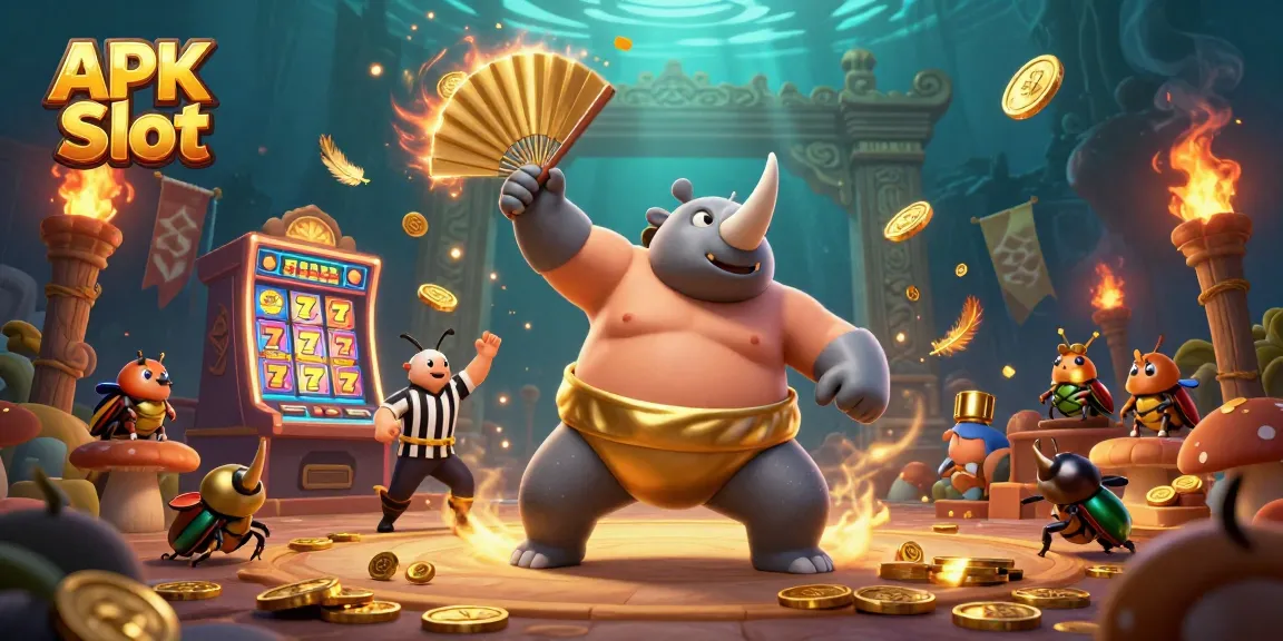 Spin and win with APK Slot in a vibrant, action-packed casino scene featuring animated characters.
