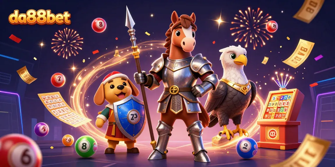 Experience thrilling victories with da88bet's dynamic gaming scene featuring lottery balls and vibrant prizes.