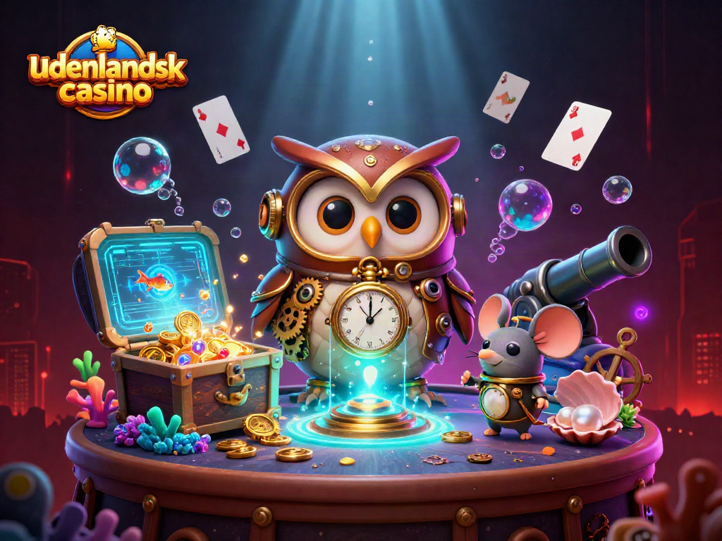 Experience exciting gameplay at udenlandsk casino with a vibrant 3D scene featuring time-travelers and casino elements.