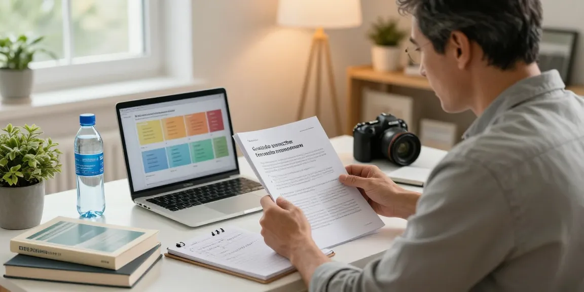 Man reviewing erectile dysfunction guides at home office, focusing on PDE5 inhibitors, from https://vxperten.org.