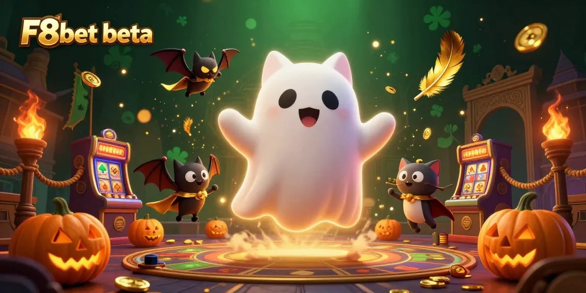 Experience thrilling gameplay with F8bet beta in this animated haunted casino scene.