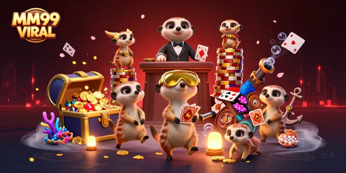 Experience fun at MM99 VIRAL casino with meerkats managing games in an underwater treasure setting