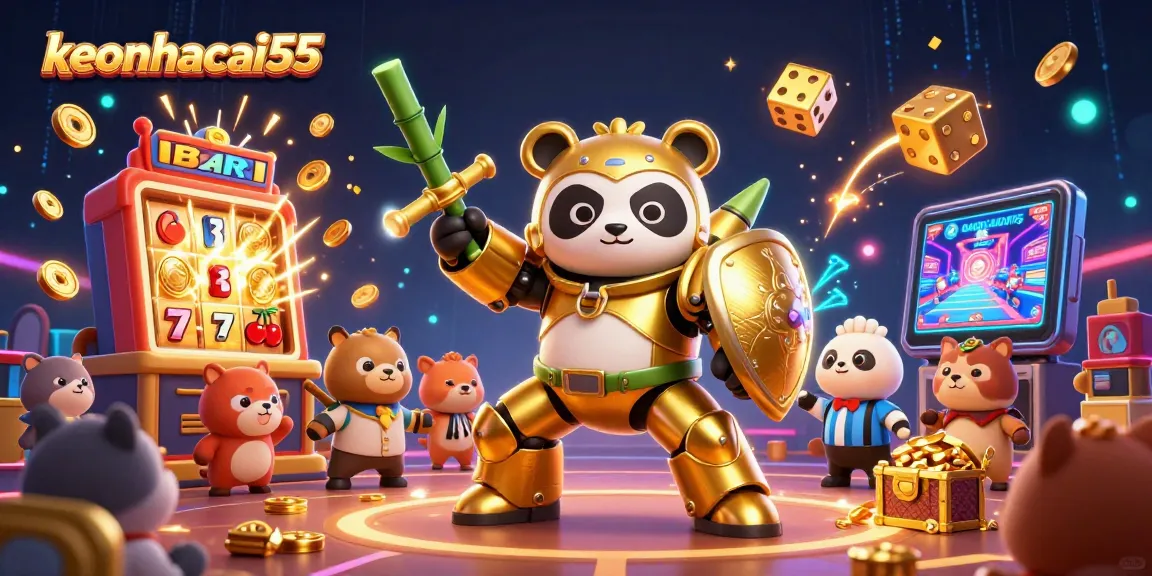 Betting excitement with keonhacai55 in an animated 3D casino arena explosion of games and riches.