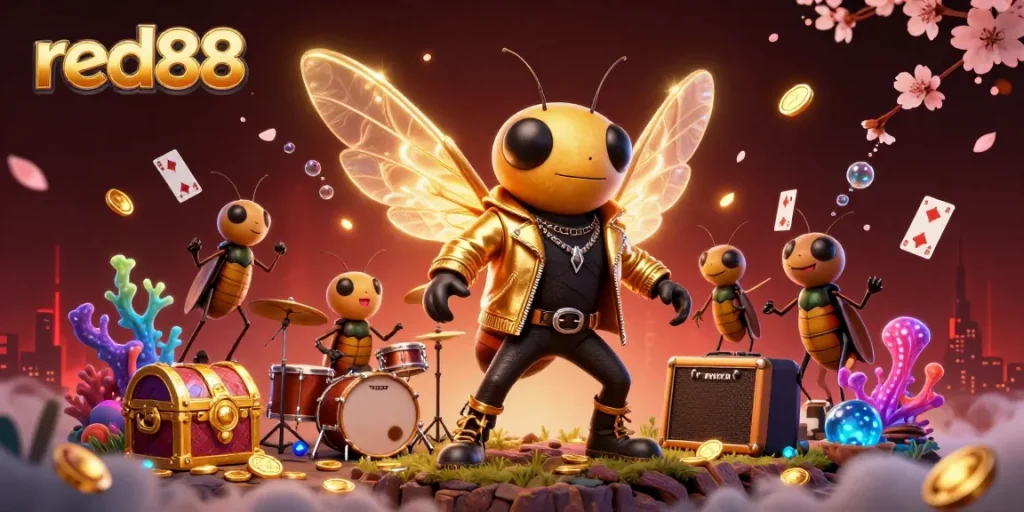 Engage with red88's thrilling casino atmosphere filled with vibrant characters and dynamic gaming elements.