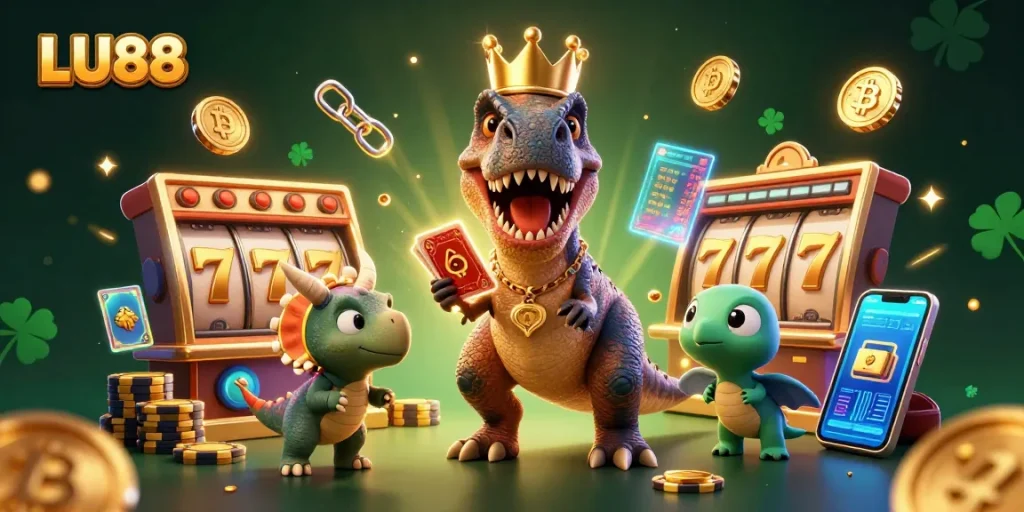 Win big at LU88 with thrilling slots and vibrant casino elements in a captivating scene.