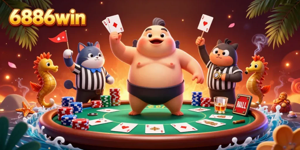 Experience the excitement of betting at 6886win with vibrant casino scenes and lively characters.