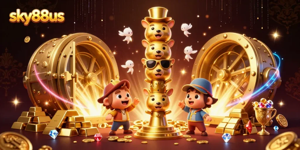 Engage with sky88us and discover vibrant casino elements in this dynamic illustration