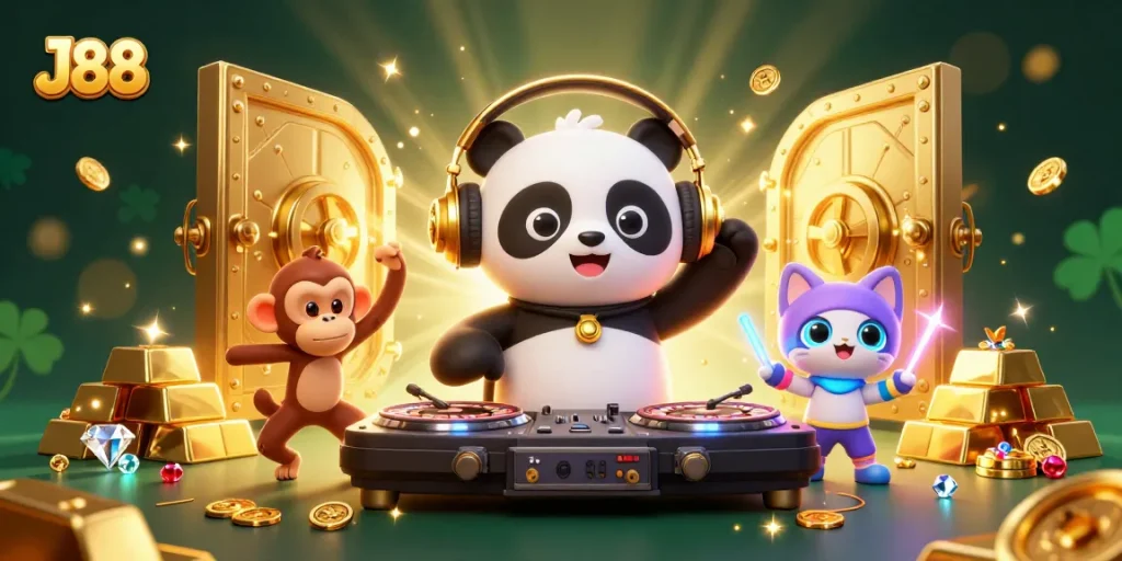 Experience exciting gameplay at J88 with colorful casino elements and engaging characters.