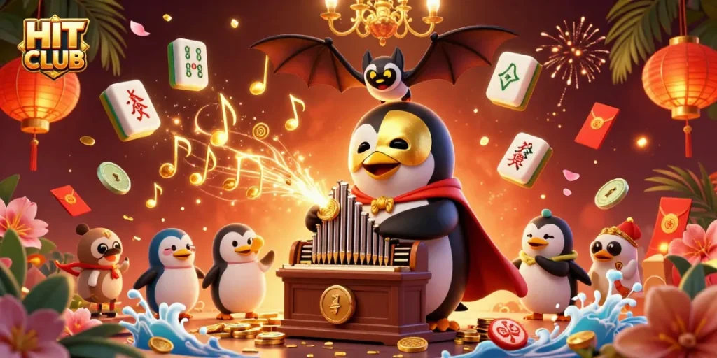 Experience HIT CLUB with a whimsical 3D illustration showcasing vibrant gambling elements