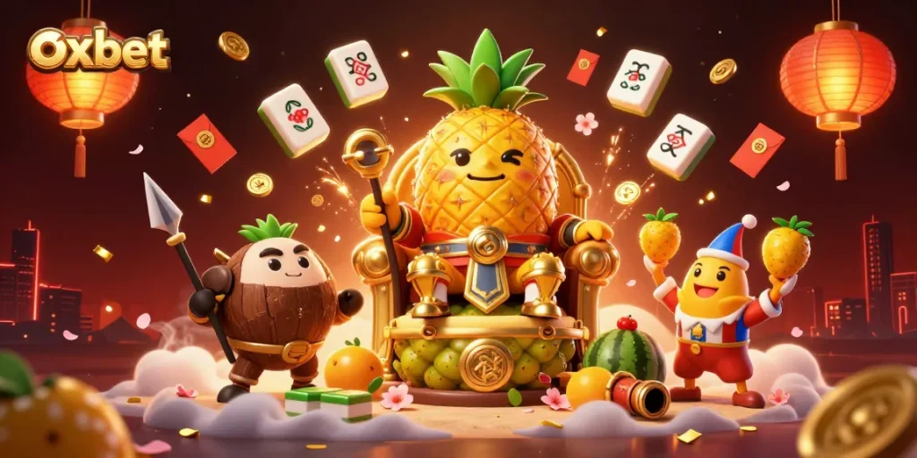 Experience the vibrant atmosphere of oxbet's golden casino kingdom with animated characters and thrilling gaming elements.